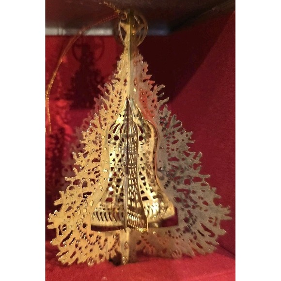 VTG NIB Metal Gold Tone Christmas Tree Ornament 3D & Gold Fish Bradford Gift Set - Picture 3 of 9